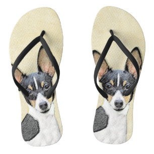 Toy Fox Terrier Painting - Niedliche Original Dog Flip Flops