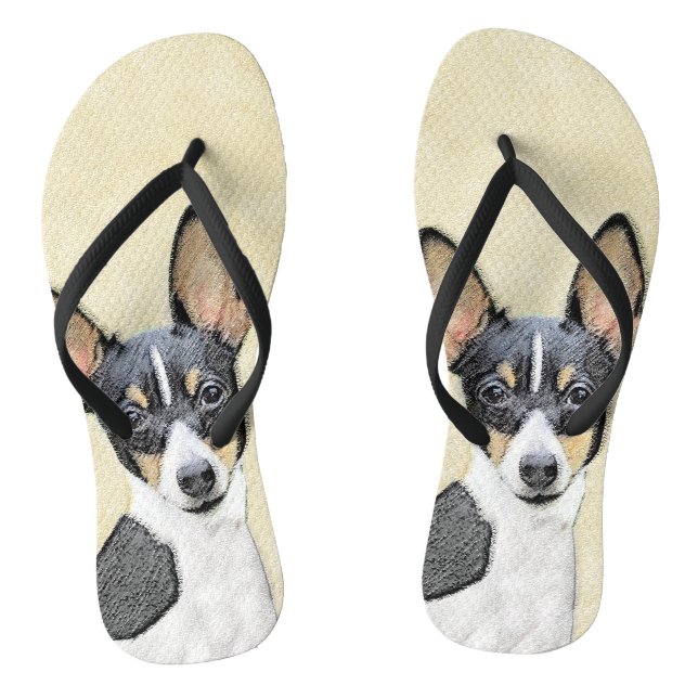 Toy Fox Terrier Painting - Niedliche Original Dog  Flip Flops (Fußbett)