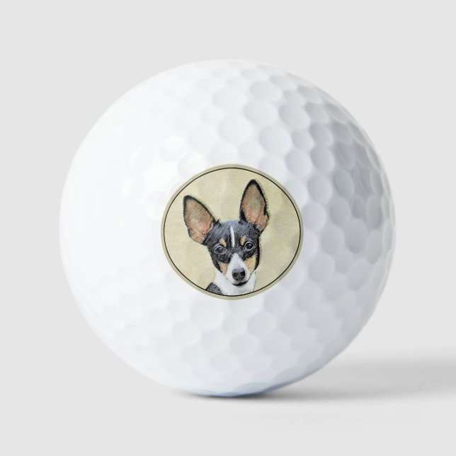 Toy Fox Terrier Painting - Niedliche Original Dog  Golfball (Vorderseite)