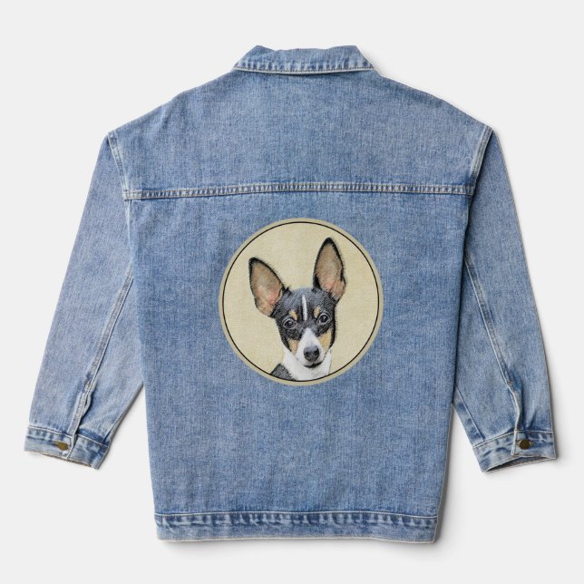 Toy Fox Terrier Painting - Niedliche Original Dog  Jeansjacke (Rückseite)