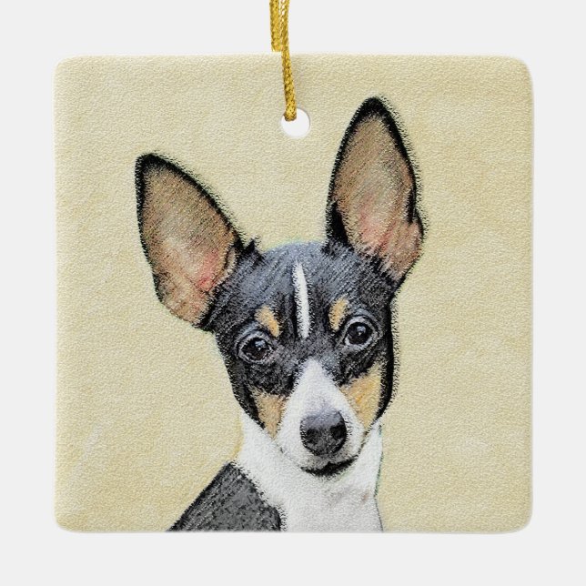 Toy Fox Terrier Painting - Niedliche Original Dog  Keramikornament (Vorderseite)
