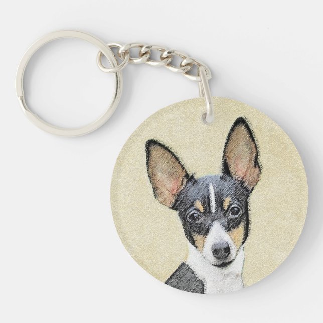 Toy Fox Terrier Painting - Niedliche Original Dog  Schlüsselanhänger (Vorderseite)