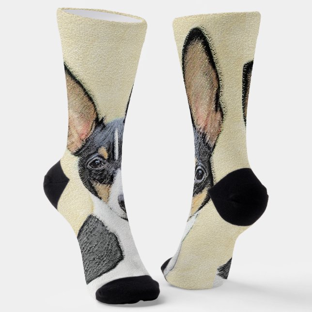 Toy Fox Terrier Painting - Niedliche Original Dog  Socken (Gewinkelt)