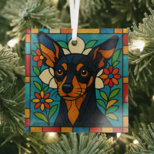Toy Manchester Terrier Dog "Stains Glass" Ornament Aus Glas
