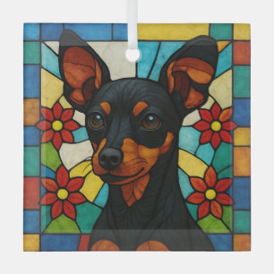 Toy Manchester Terrier Dog "Stains Glass" Ornament Aus Glas
