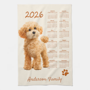 Toy Poodle Dog 2026 Kalender Geschirrtuch