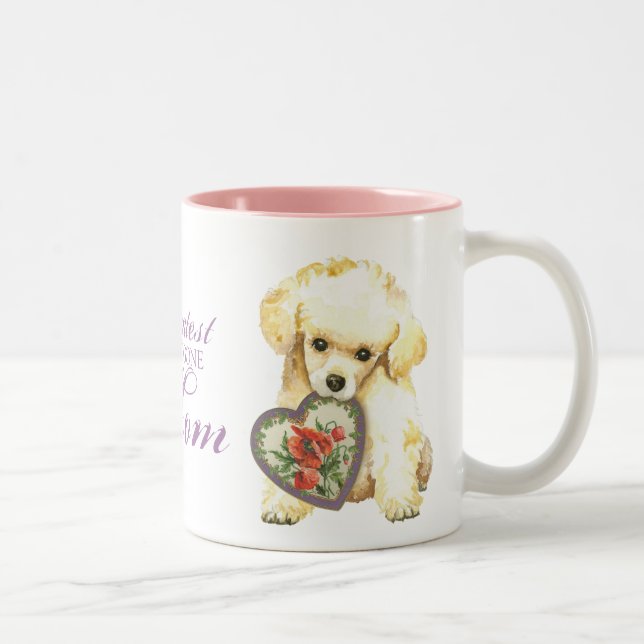 Toy Poodle Heart Mama Zweifarbige Tasse (Rechts)