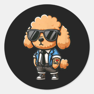 Toy Poodle I Liebe Vater Funny Dog Tattoo Runder Aufkleber
