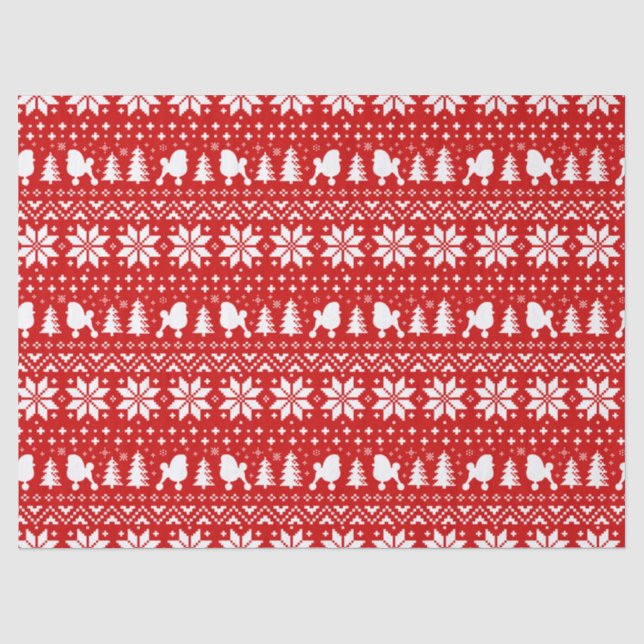 Toy Poodle Silhouetten Weihnachtsmuster Seidenpapier (Vorderseite)