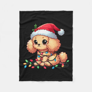 Toy Poodle Weihnachtslicht Hund Funny Xmas Fleecedecke