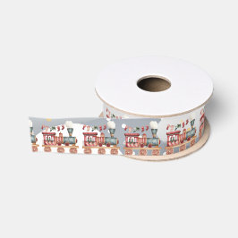 Toy Red Green Christmas Locomotive Winter Scene Ripsband