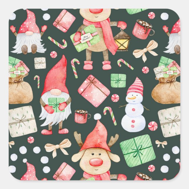 Toy Story Frohe Weihnachtsmuster Moderne Quadratischer Aufkleber (Vorderseite)