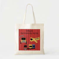 Toy Theme Train Plane Wrecker Truck Tote Bag