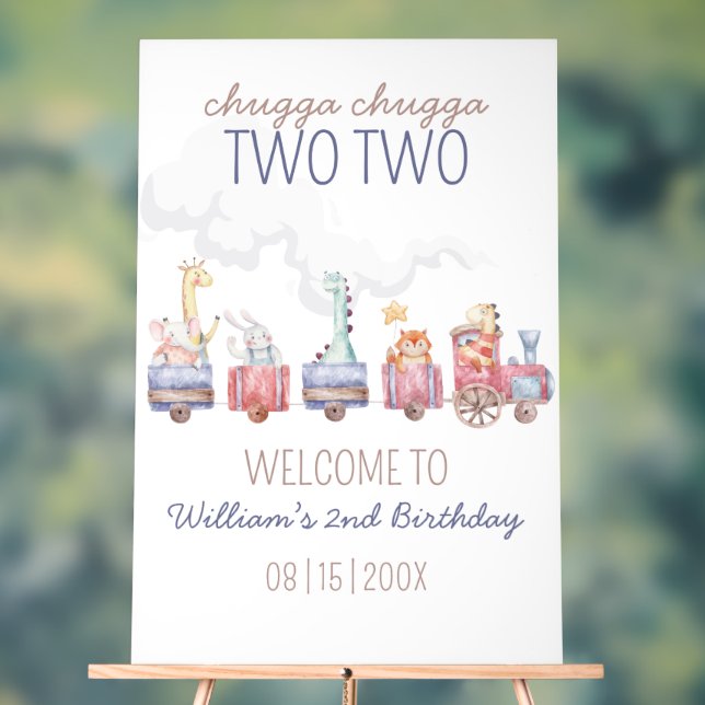 Toy Train All Aboard Anniversaire invitation, Zoo  (Neutre)