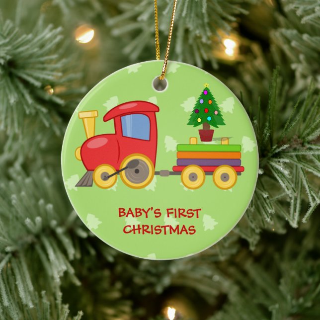 Toy Train, Baby's First Christmas Keramik Ornament (Baum)