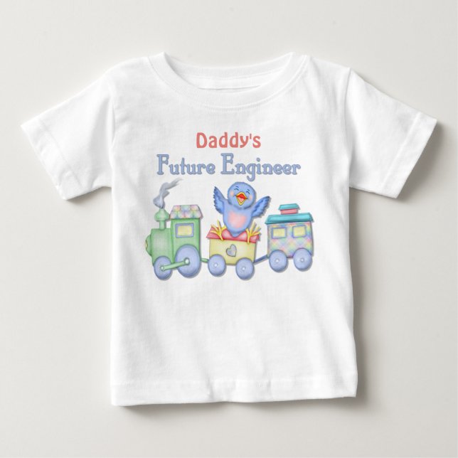 Toy Train Bluebird Future Engineer Baby - Daddy's T-shirt (Vorderseite)