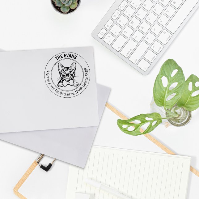 Toyger Cat Family Rücksendeadresse Gummistempel (Von Creator hochgeladen)