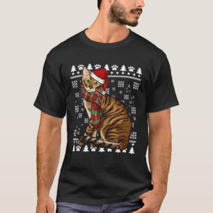 Toyger-Katze Santa-Hut Xmas hässliches Weihnachten T-Shirt