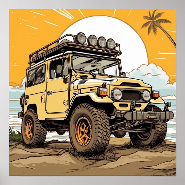 Toyota FJ40 Land Cruiser Square Poster (Vorne)