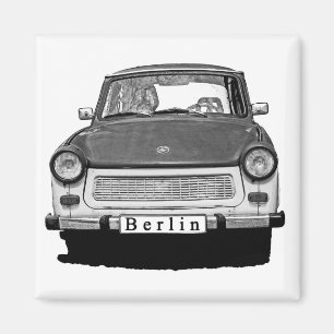 Trabant-Auto-Front, Schwarzweiss, Berlin Magnet