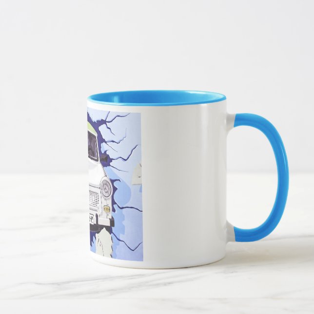Trabant-Auto, hellblau, Berliner Mauer Tasse (Rechts)