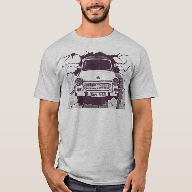 Trabant-Auto, schwarz u. weiß, Berliner Mauer (1) T-Shirt (Vorderseite)