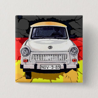 Trabant-Auto und deutsche Flagge, Berliner Mauer Button