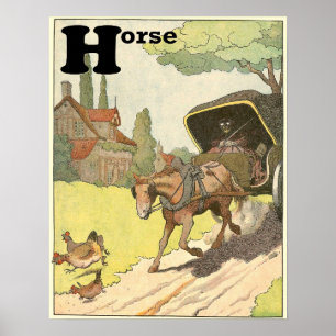Trabendes Pferd Tier Alphabet Poster