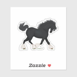Trabendes Shire Horse Zugpferd Schwarz mit Blesse Aufkleber