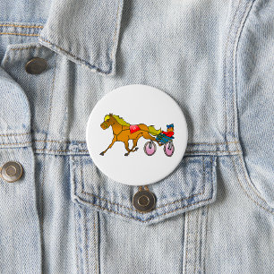 Trabrennpferd und Fahrer Button