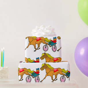 Trabrennpferd und Fahrer Geschenkpapier