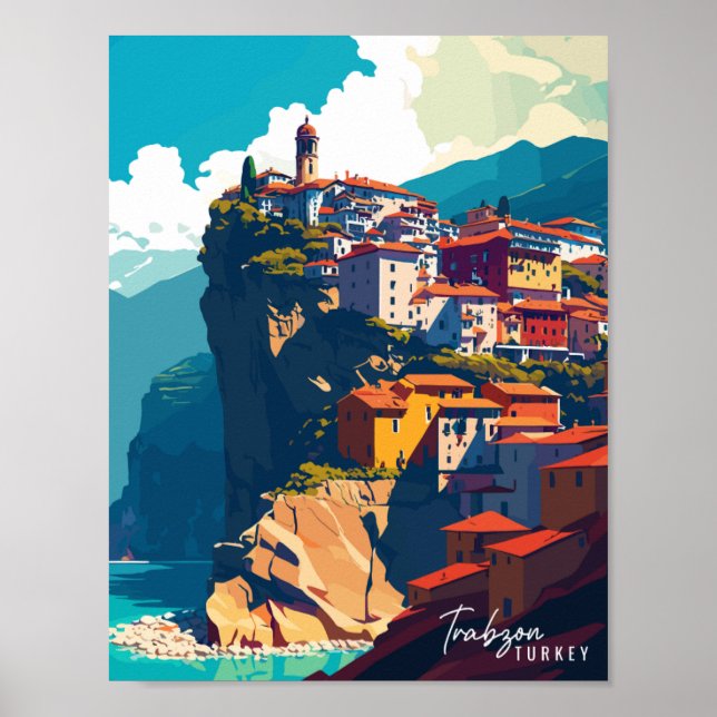 Trabzon Türkei Vintage Reise Illustration Poster (Vorne)