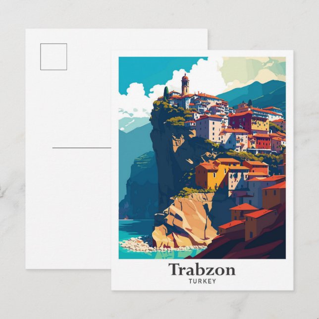 Trabzon Turkey Travel Vintag Illustration Postkarte (Vorne/Hinten)