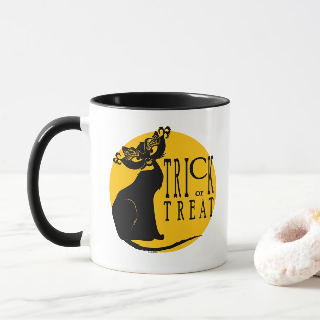 Trace ou traitement Chat noir Halloween Mug (Avec donut)