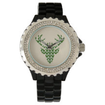Trachtenuhr trachtiger Schmuck Hirsch Kopf Jäger
