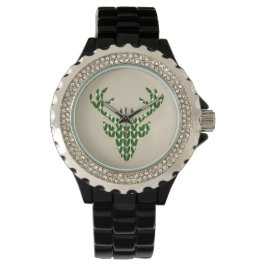 Trachtenuhr trachtiger Schmuck Hirsch Kopf Jäger Armbanduhr