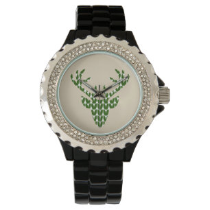 Trachtenuhr trachtiger Schmuck Hirsch Kopf Jäger Armbanduhr