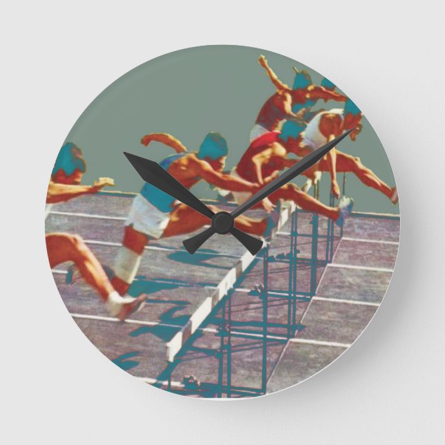 Track and Field Hurdles Clock Runde Wanduhr (Vorderseite)