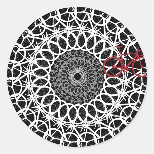 Track Bicycle Mandala Runder Aufkleber (Vorderseite)