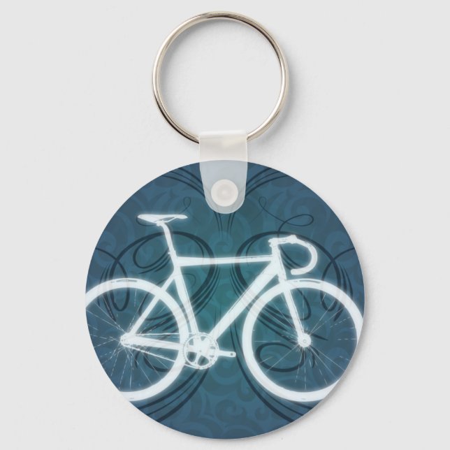 Track Bike - blaues Tätowierverfahren Schlüsselanhänger (Vorderseite)