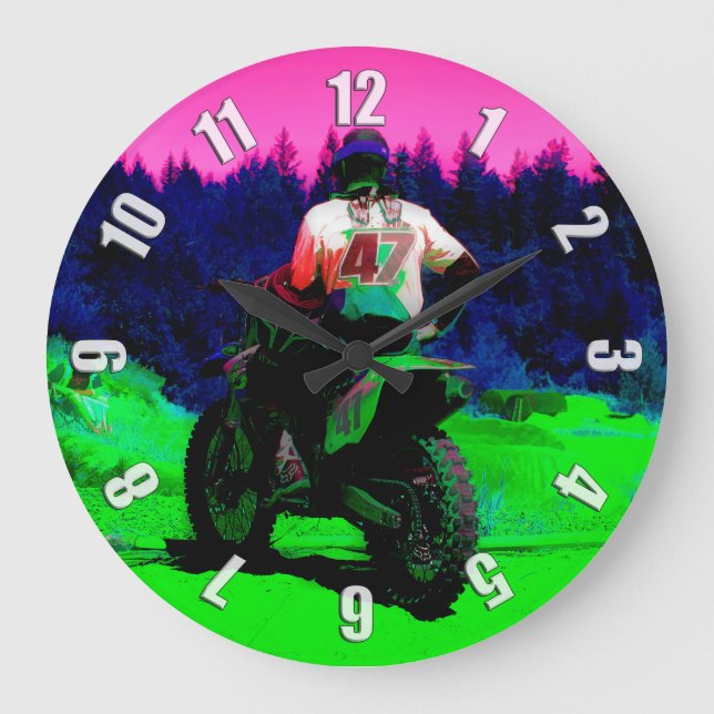 Track überprüfen - Motocross-Racer Große Wanduhr (Vorderseite)