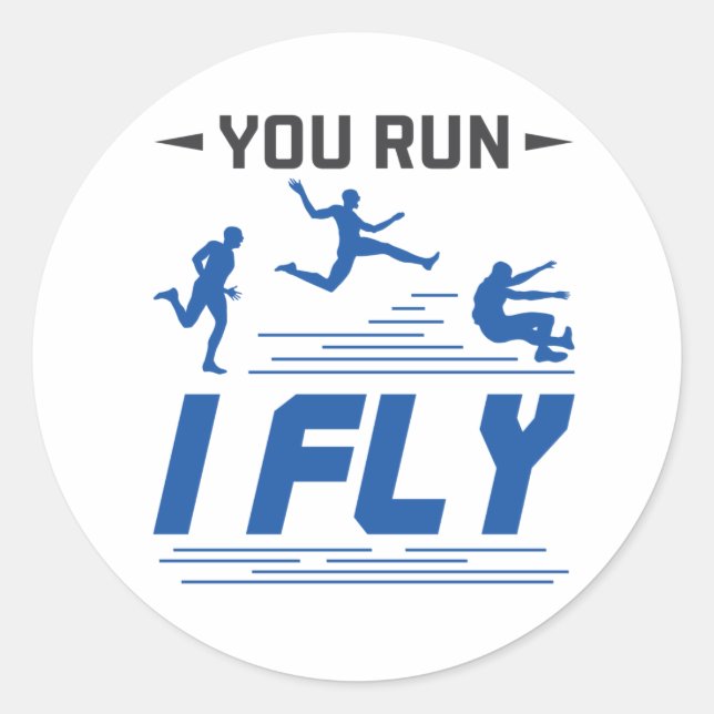Track und Field Long Jump, den du in Fliege läufst Runder Aufkleber (Vorderseite)