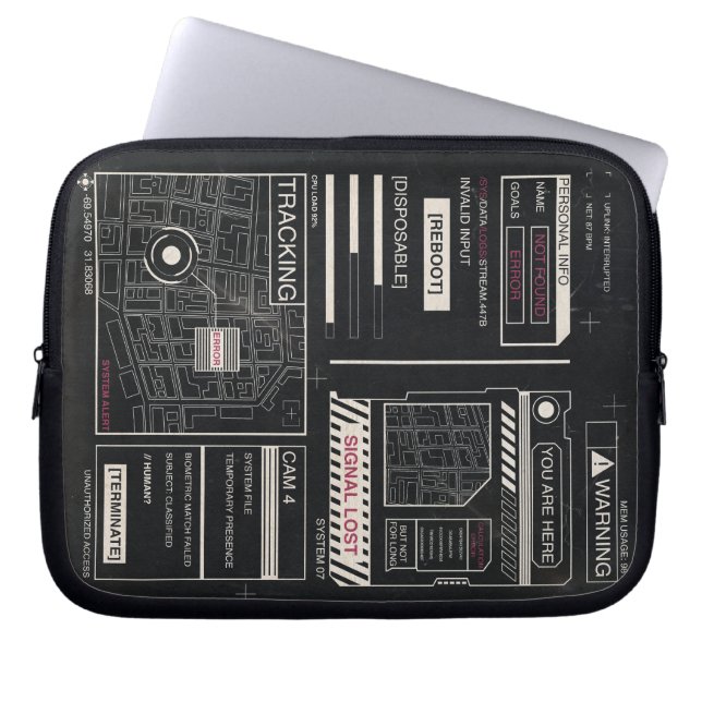 Tracking - Techno-Brutalist Streetwear Design Laptopschutzhülle (Vorderseite)
