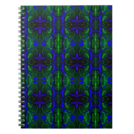 Traços azuis 'flutuando' sobre fundo verde. notizblock