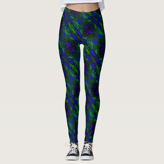 Traços e forms azul muito escuro e tons verdes leggings (Vorderseite)