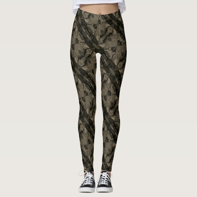 Traços e forms marrom muito escuro e t tons claros leggings (Vorderseite)