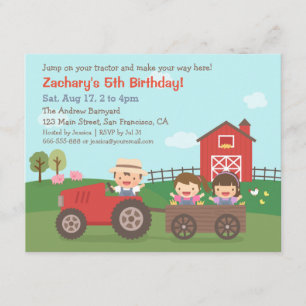 Tracteur aux invitations de partie d'anniversaire