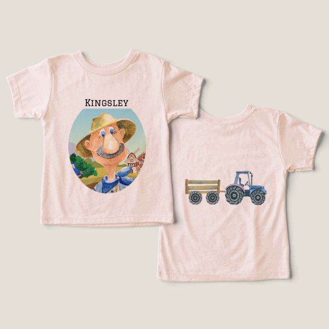 Tracteur bleu de ferme pour MacDonald's personnali (Design Recto & Verso)
