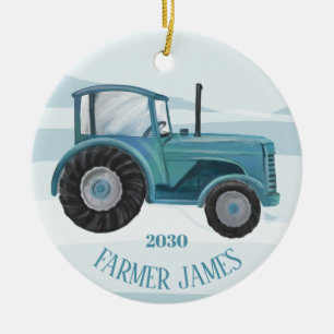 Tracteur bleu Turquoise personnalisé ornement de 