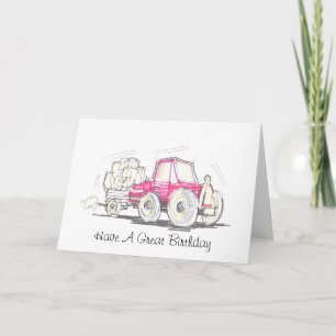 Tracteur et remorque ont une carte d'anniversaire 